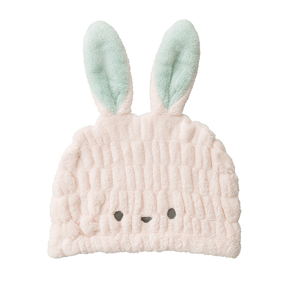 CB Japan 動物造型超細纖維浴帽 小白兔粉