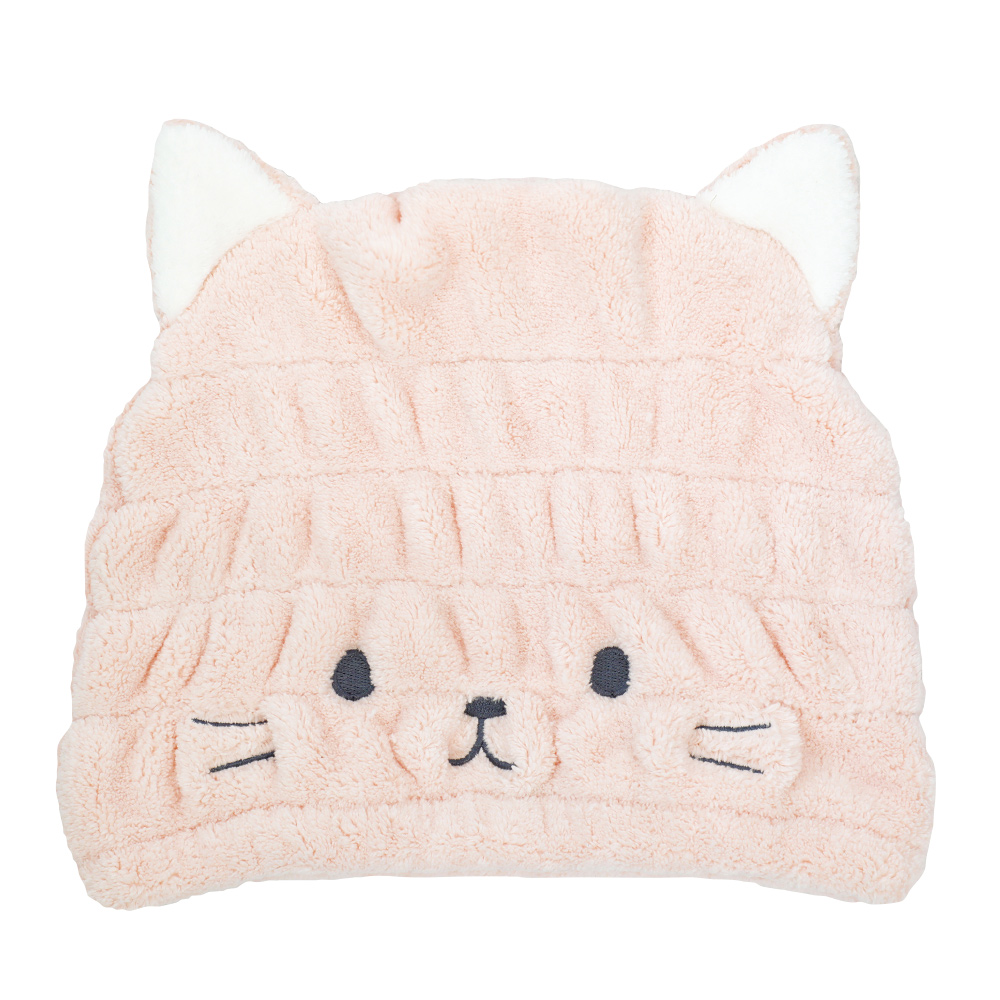 CB Japan 動物造型超細纖維浴帽 小貓粉
