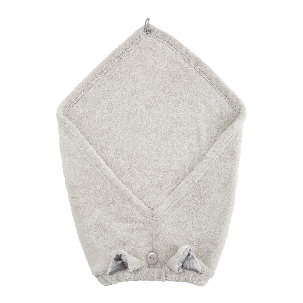 CB Japan 動物造型超細纖維擦頭包巾 緞帶灰貓